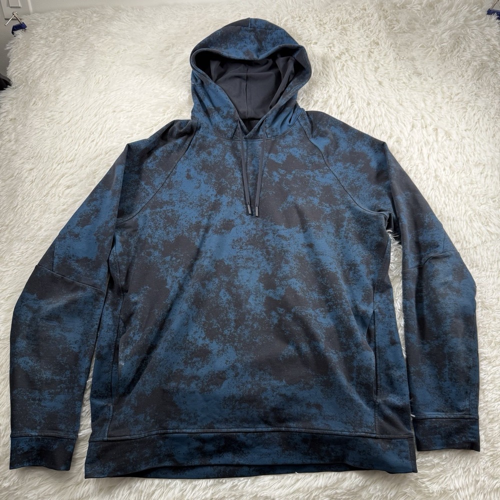 Lululemon Hoodie Mens XL Camo Blue City Sweat Pullover Sweatshirt Active Stretch